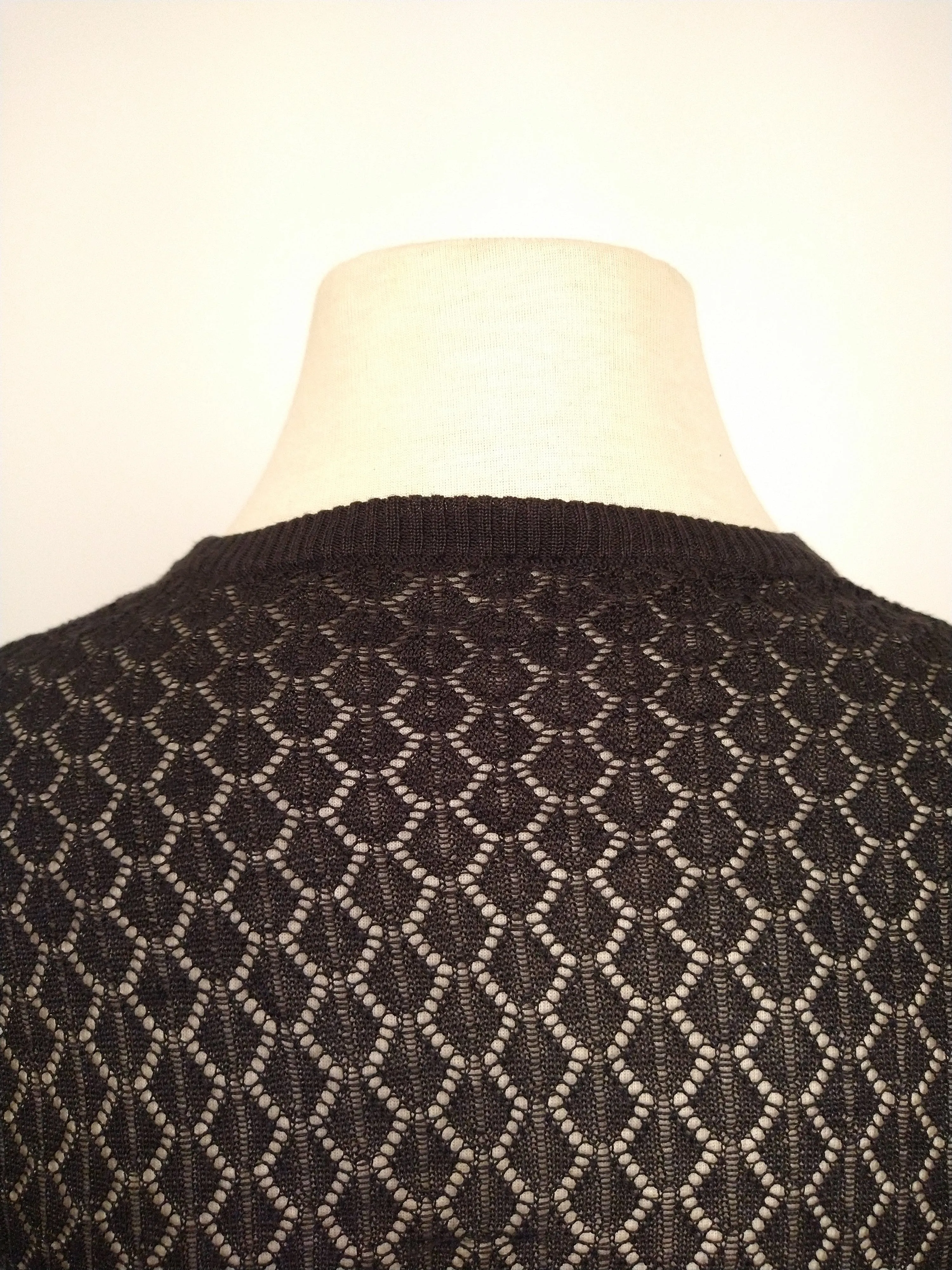 00's Sexy Black Openwork Knit Long Sleeve Top by Proenza Schouler