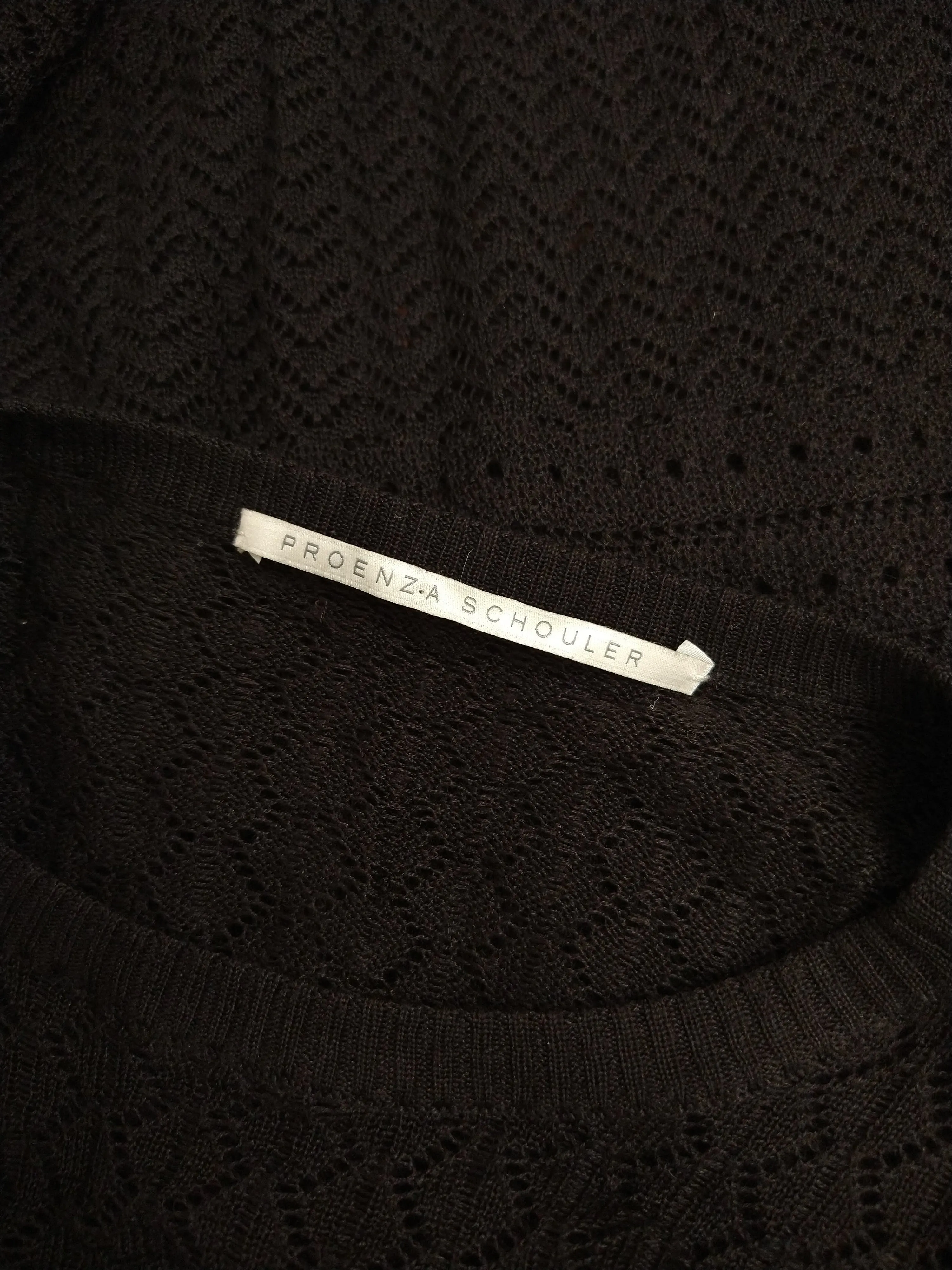 00's Sexy Black Openwork Knit Long Sleeve Top by Proenza Schouler