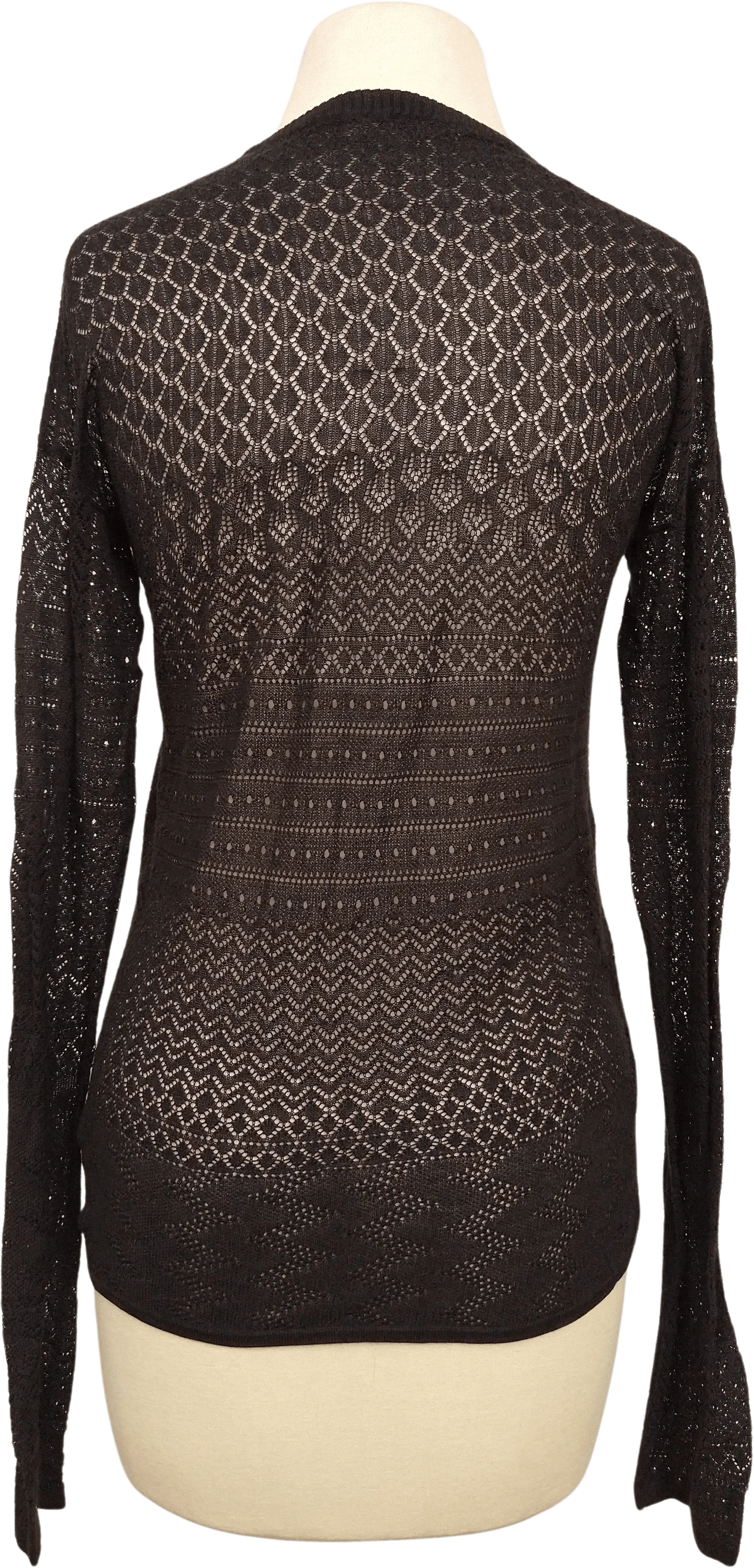 00's Sexy Black Openwork Knit Long Sleeve Top by Proenza Schouler