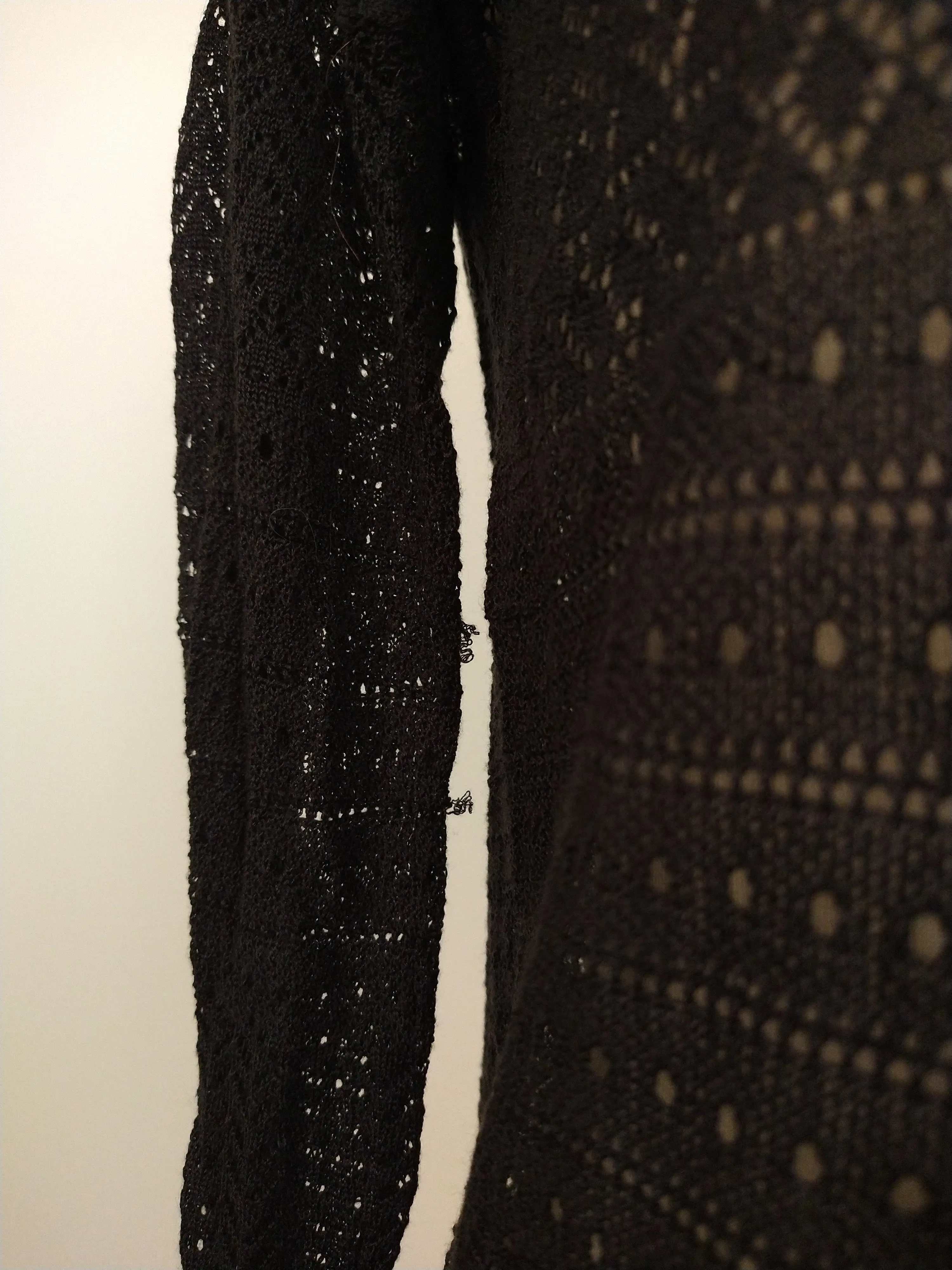 00's Sexy Black Openwork Knit Long Sleeve Top by Proenza Schouler