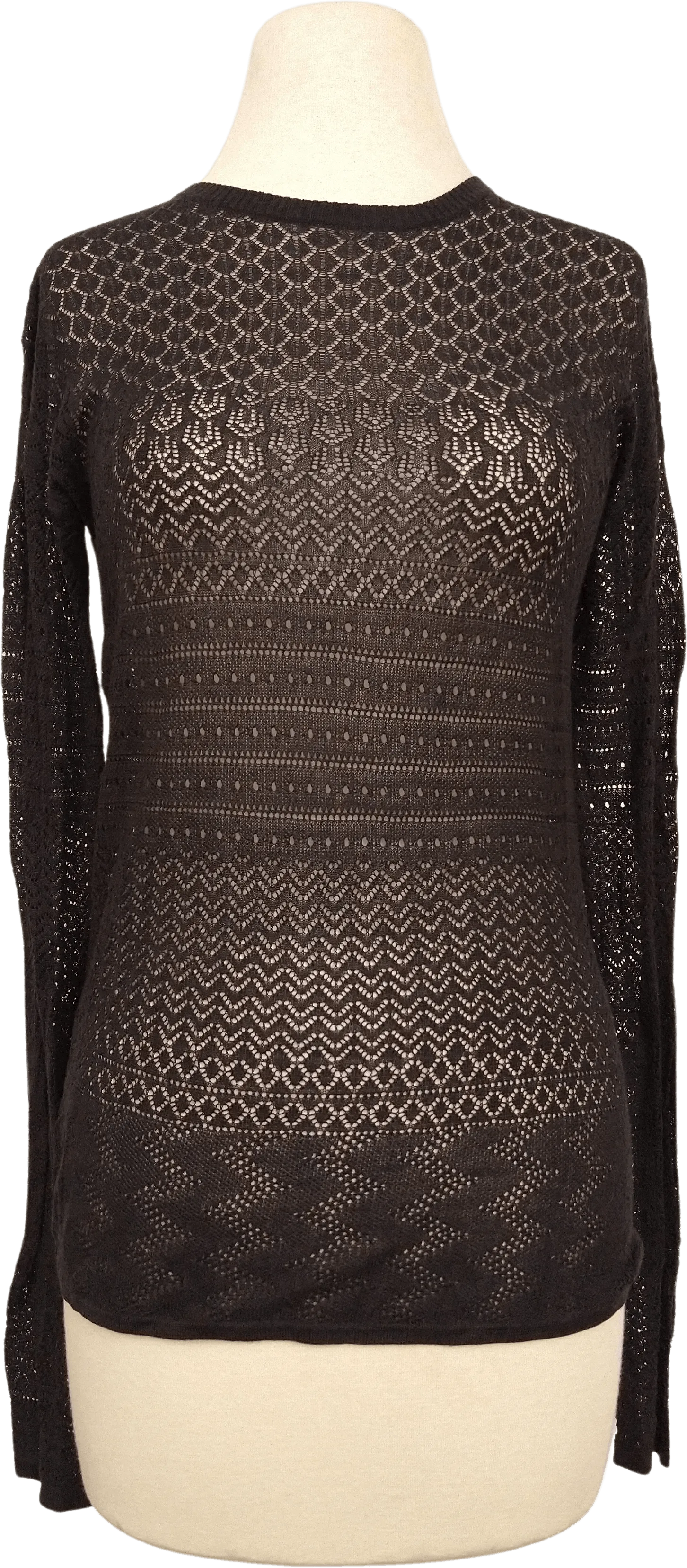 00's Sexy Black Openwork Knit Long Sleeve Top by Proenza Schouler