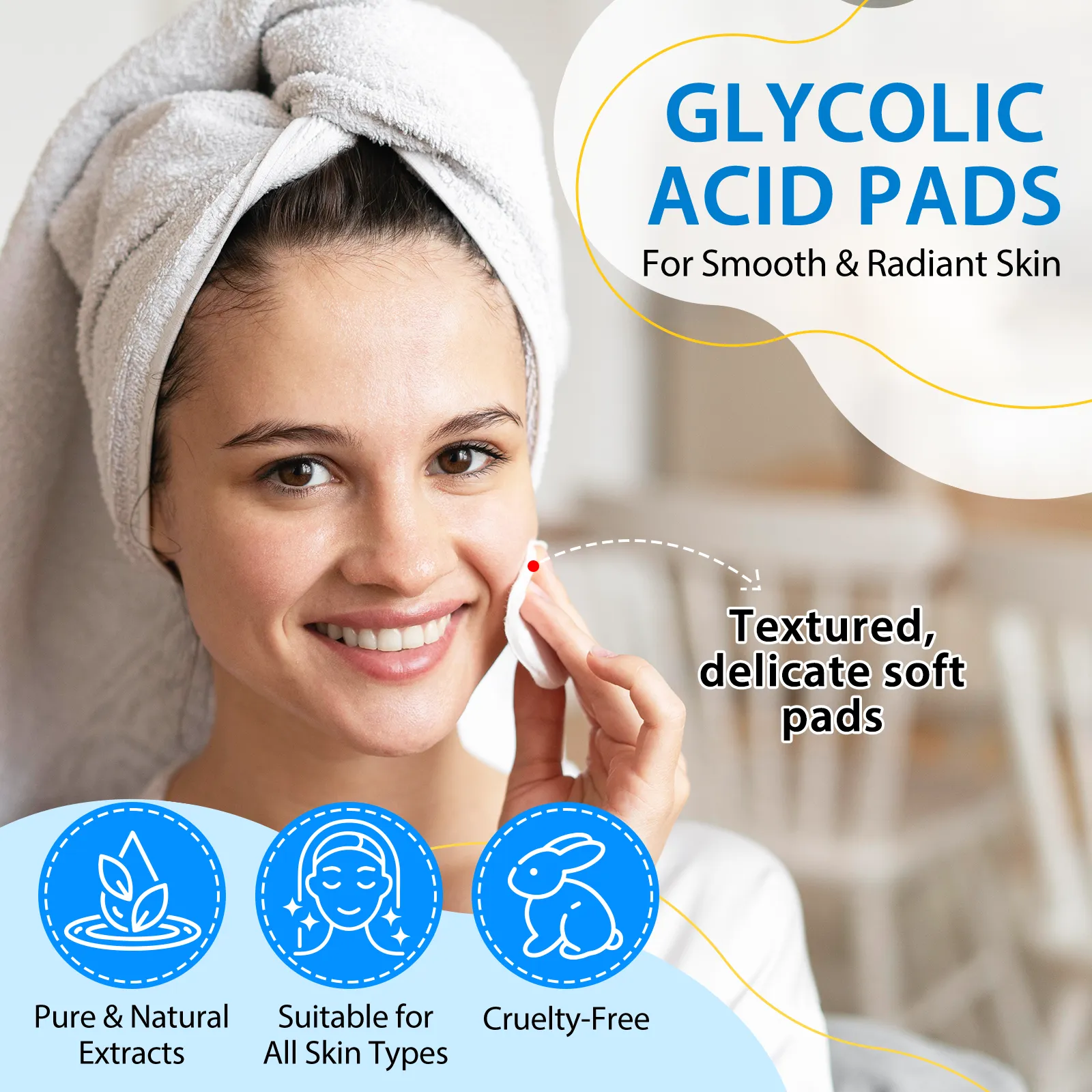 Aliver GLYCOLIC ACID PADSWITH VITAMINS B3,B5 & C, E 40p