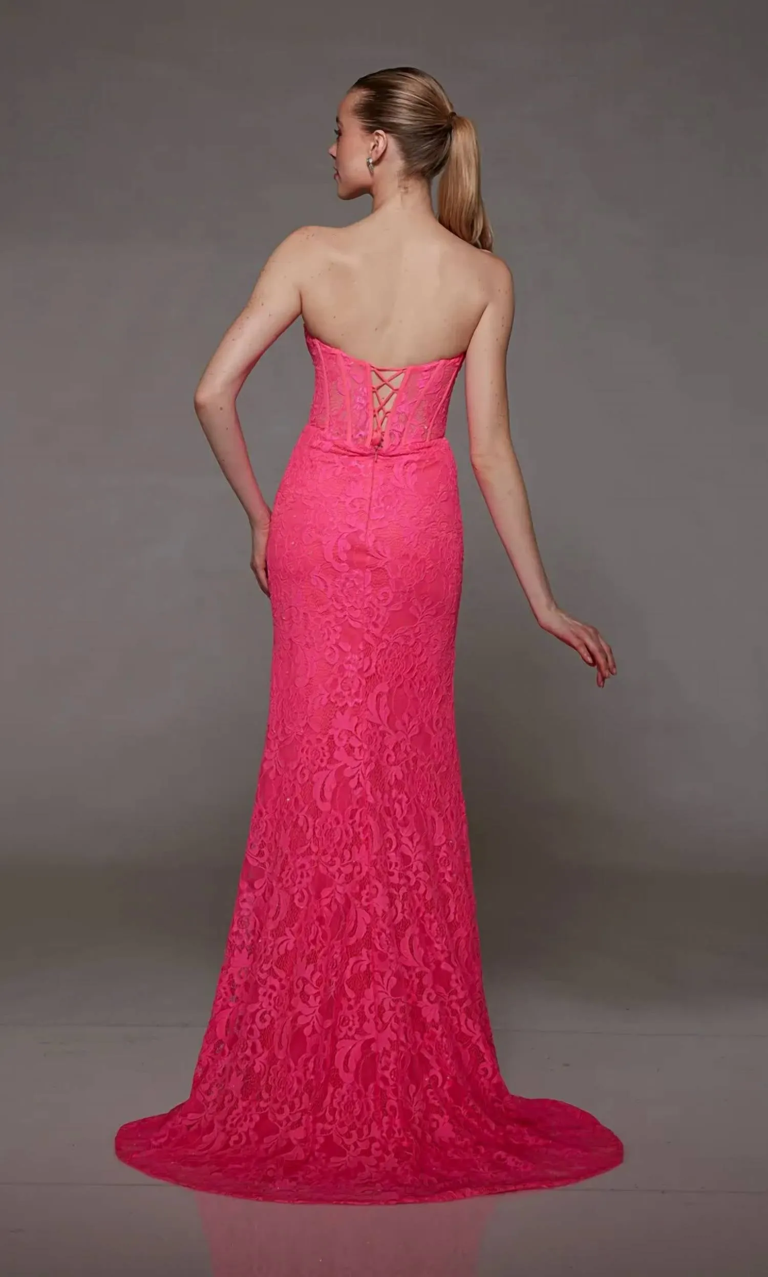 Alyce Paris - Strapless Sheer Corset Dress