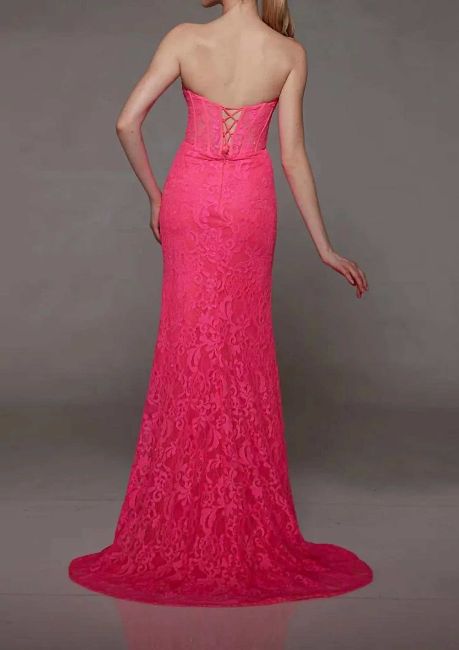 Alyce Paris - Strapless Sheer Corset Dress