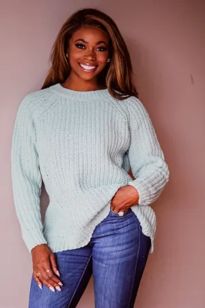 Aqua Scallop Hem Soft Knit Sweater