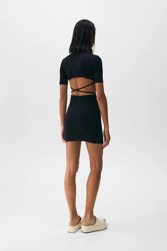 Black Short Cut-Out Back Dress
