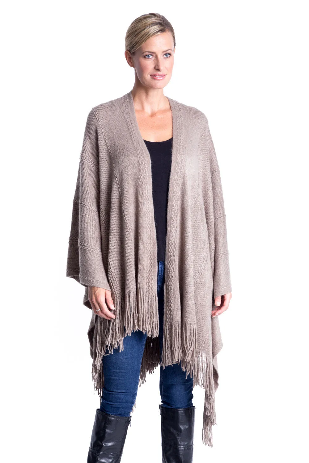 Cable Stitch Wrap in Seal Grey