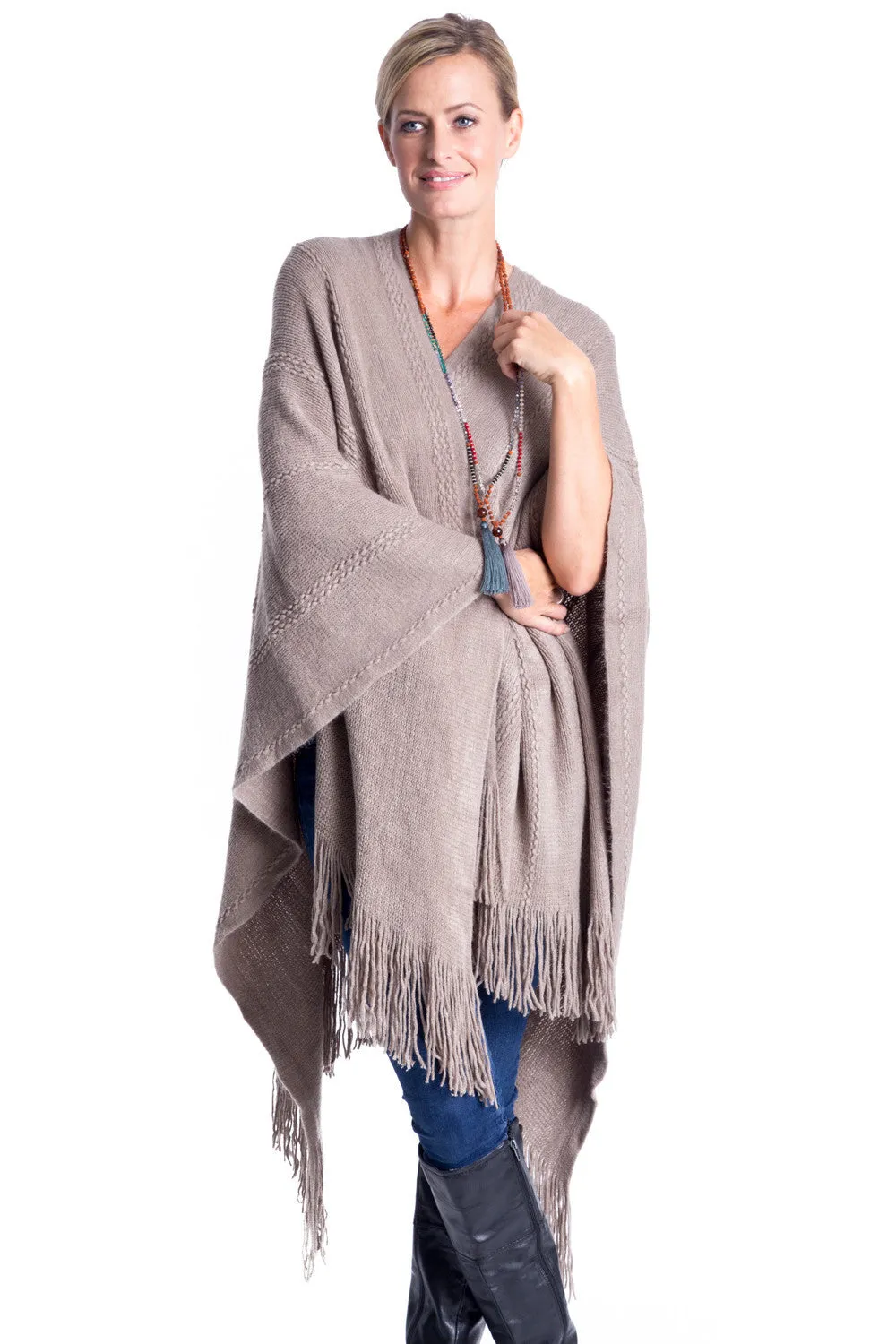 Cable Stitch Wrap in Seal Grey