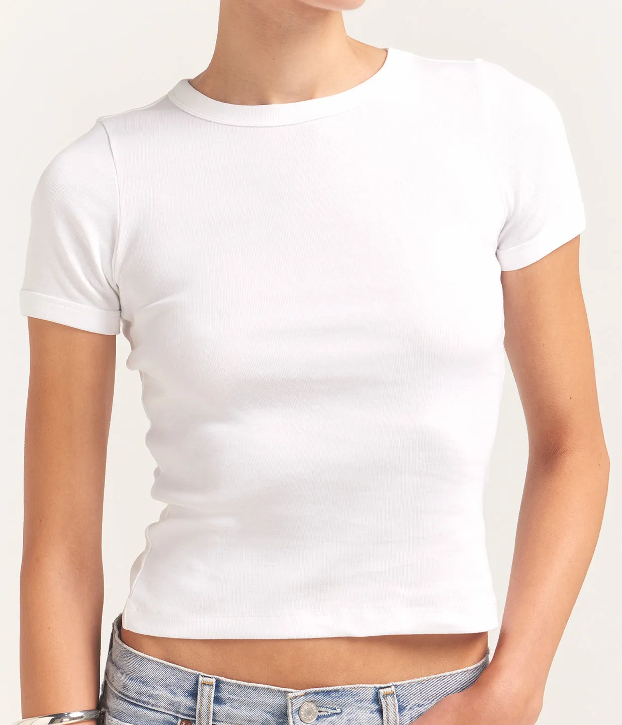 Car Fitted Crew Tee in White