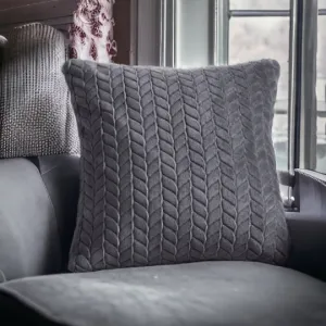 Dark Grey Textured Cushion Cover 43cm