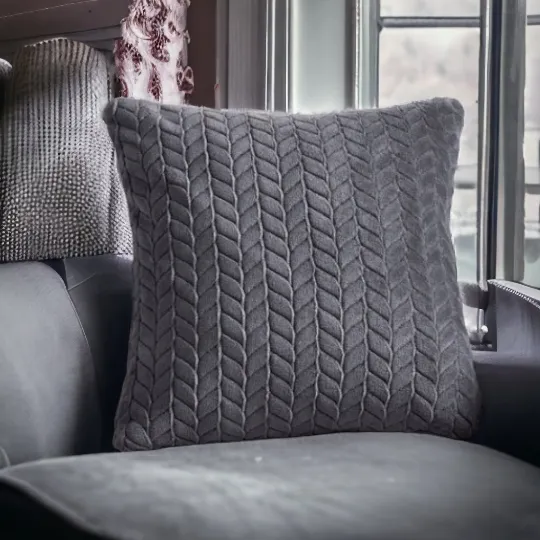 Dark Grey Textured Cushion Cover 43cm