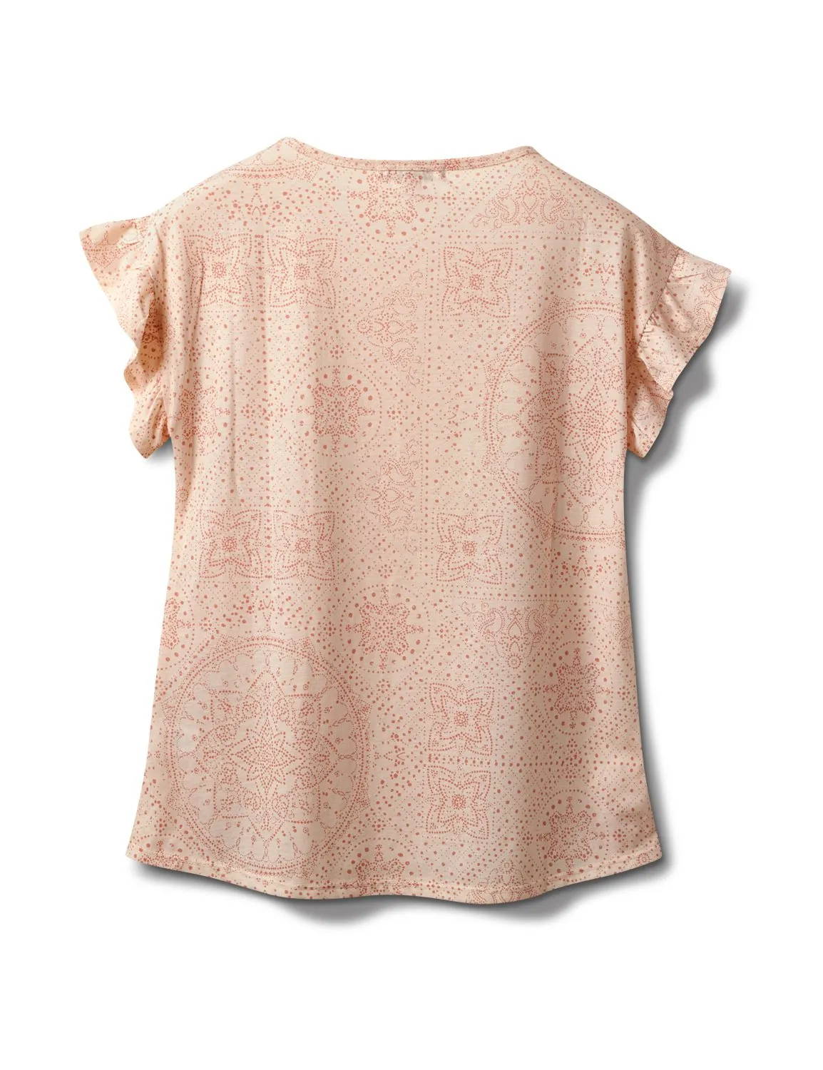 Flutter Sleeve Floral Mirror Print Tee