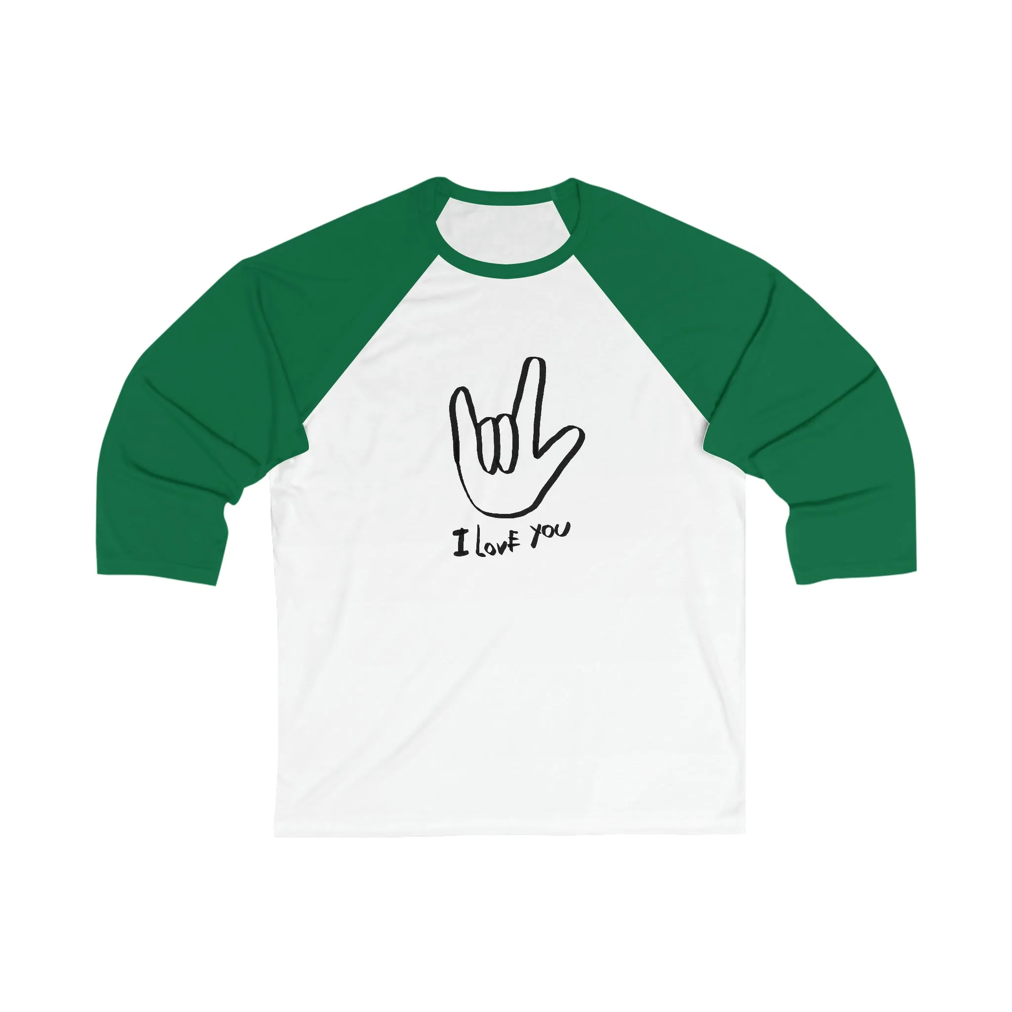 I Love You ASL Adult Baseball Tee