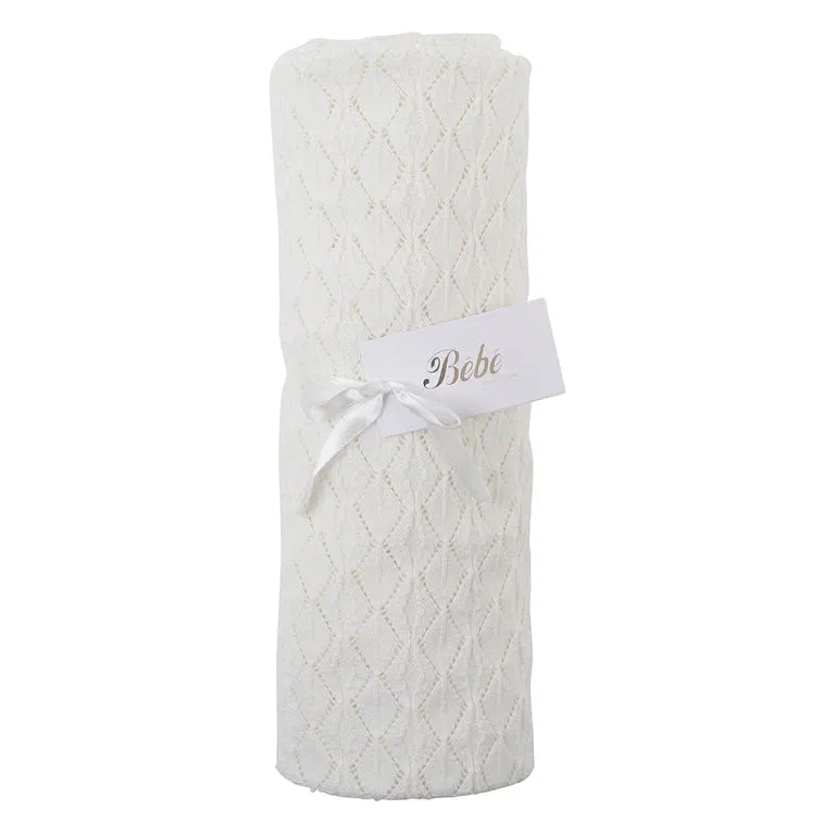 IVORY KNITTED POINTELLE BLANKET