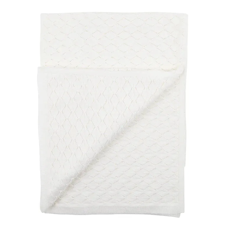 IVORY KNITTED POINTELLE BLANKET