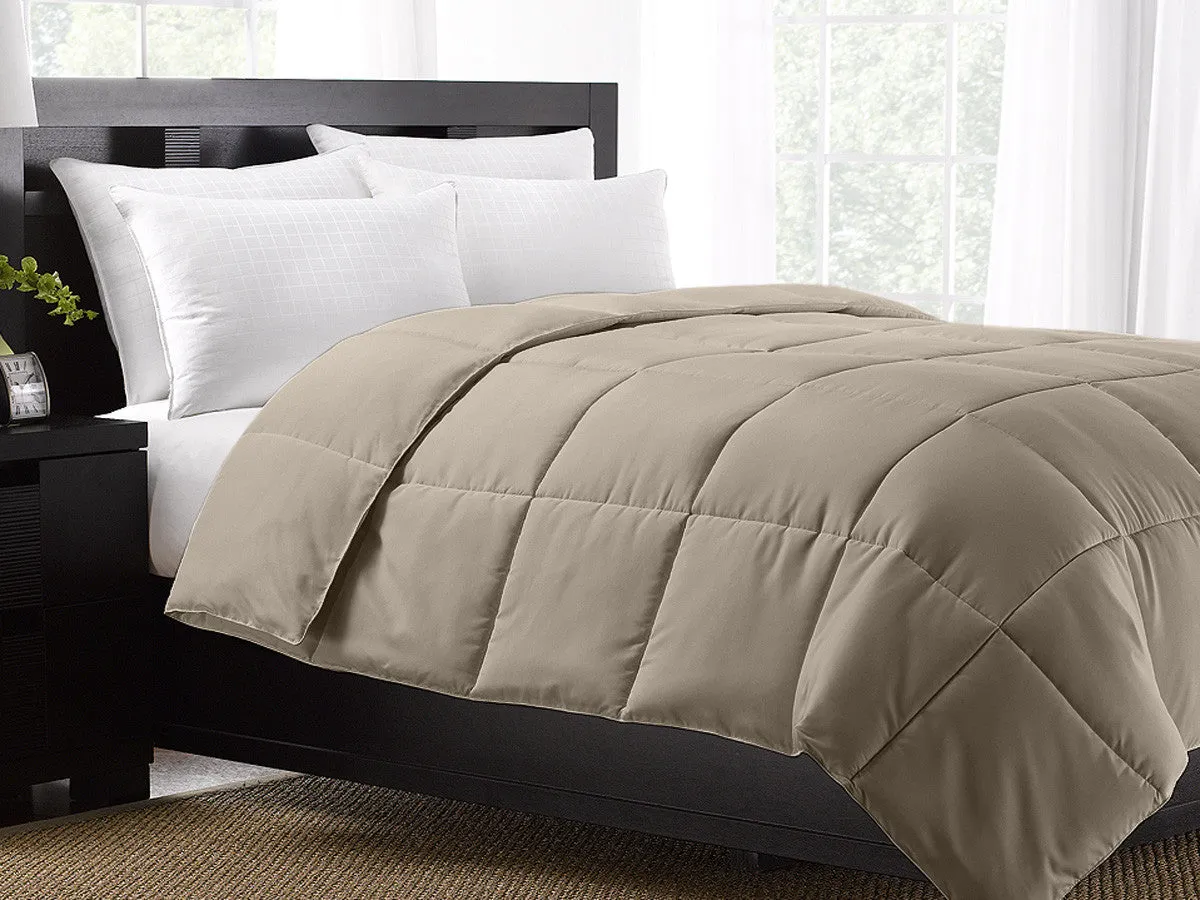 Khaki Exquisite Hotel Collection Down Alternative Comforter / Twin Size