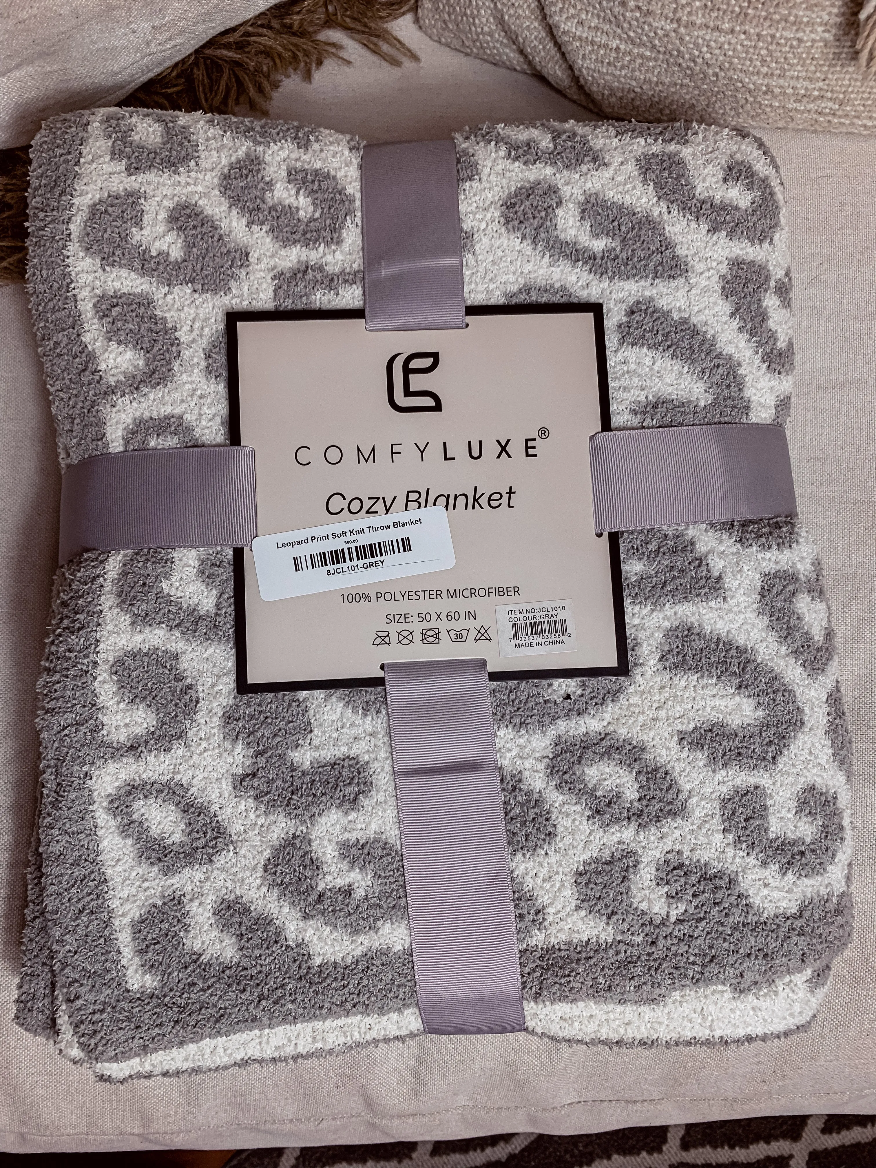 Leopard Print Soft Knit Throw Blanket