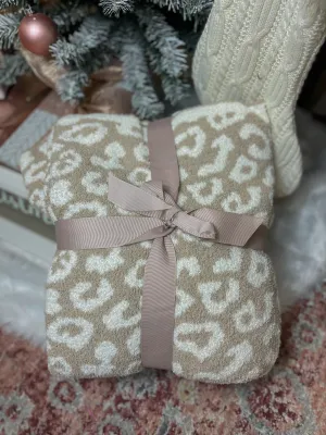 Leopard Print Soft Knit Throw Blanket