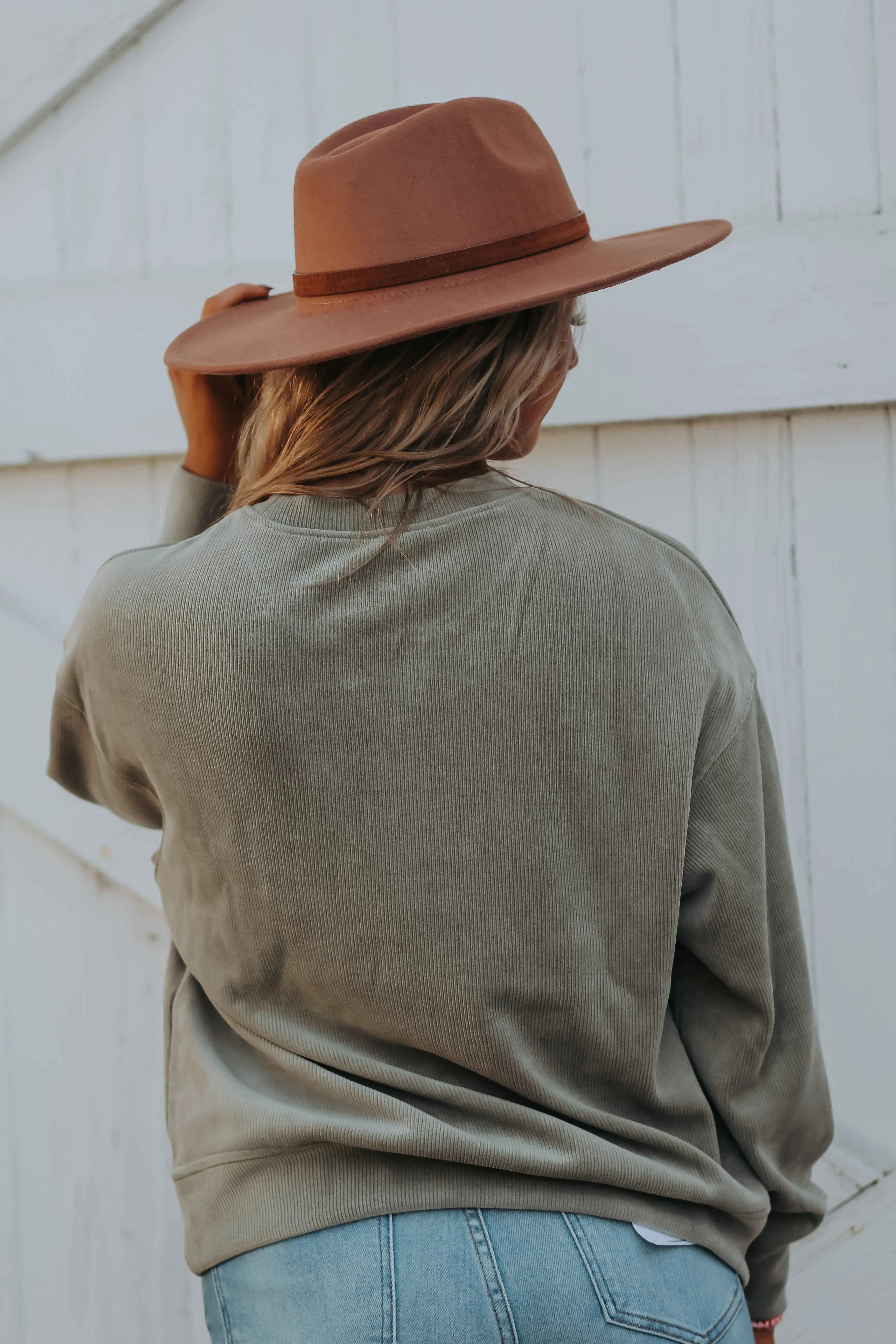 Light Olive Soft Knit Corded Top