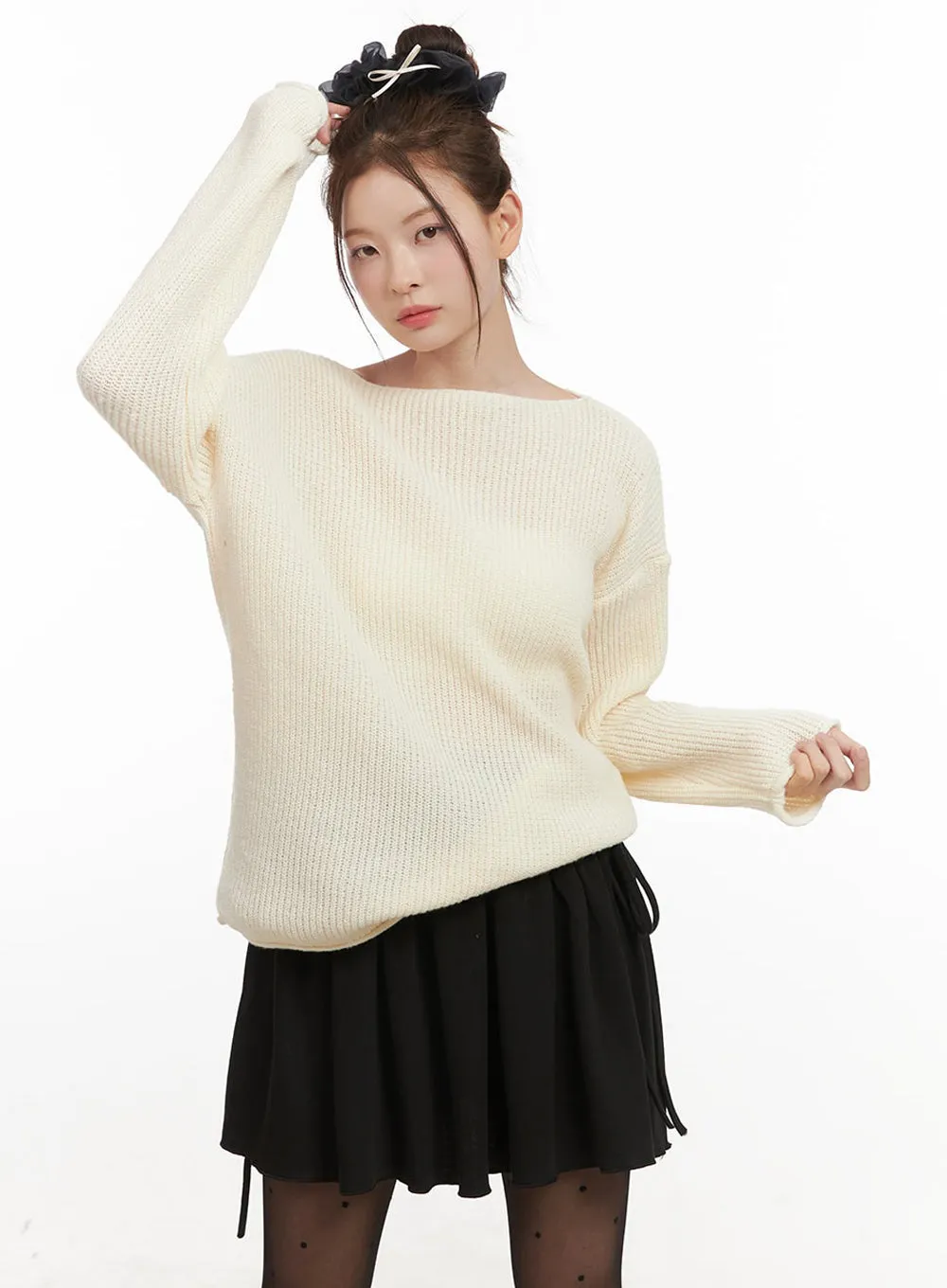 Loose-Fit One-Shoulder Sweater IF505