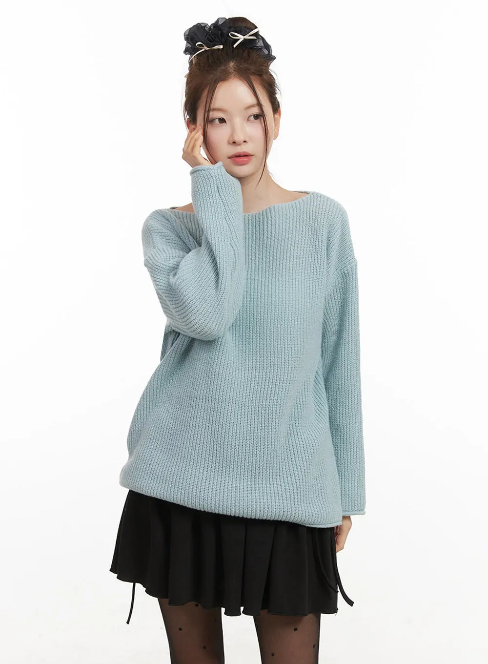 Loose-Fit One-Shoulder Sweater IF505
