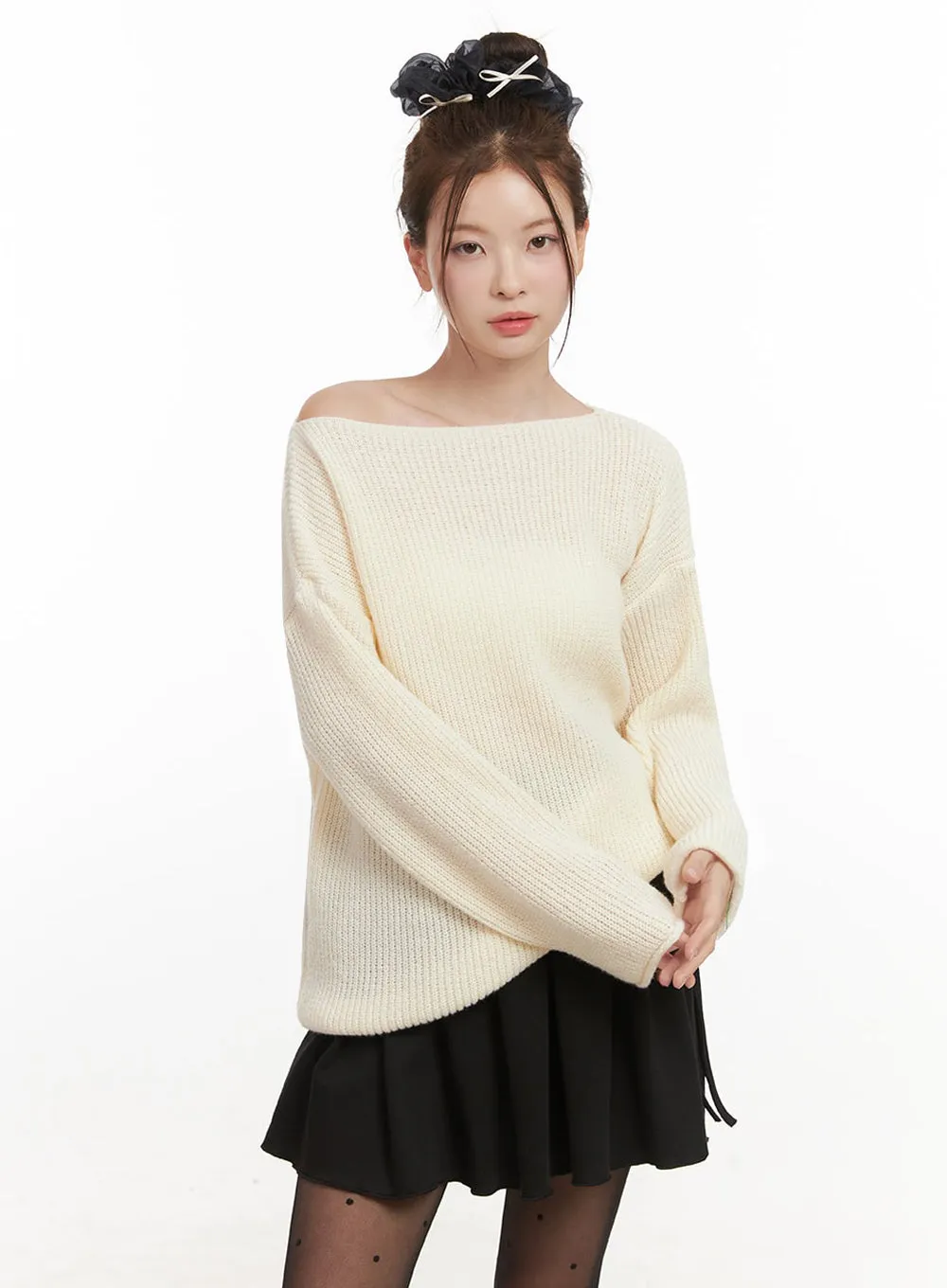 Loose-Fit One-Shoulder Sweater IF505