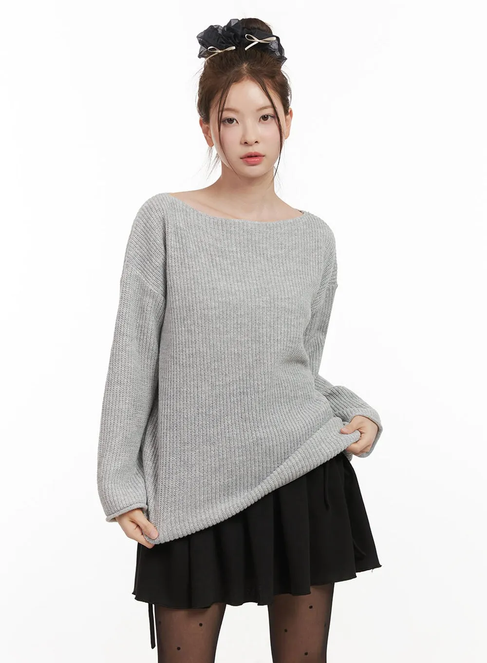Loose-Fit One-Shoulder Sweater IF505