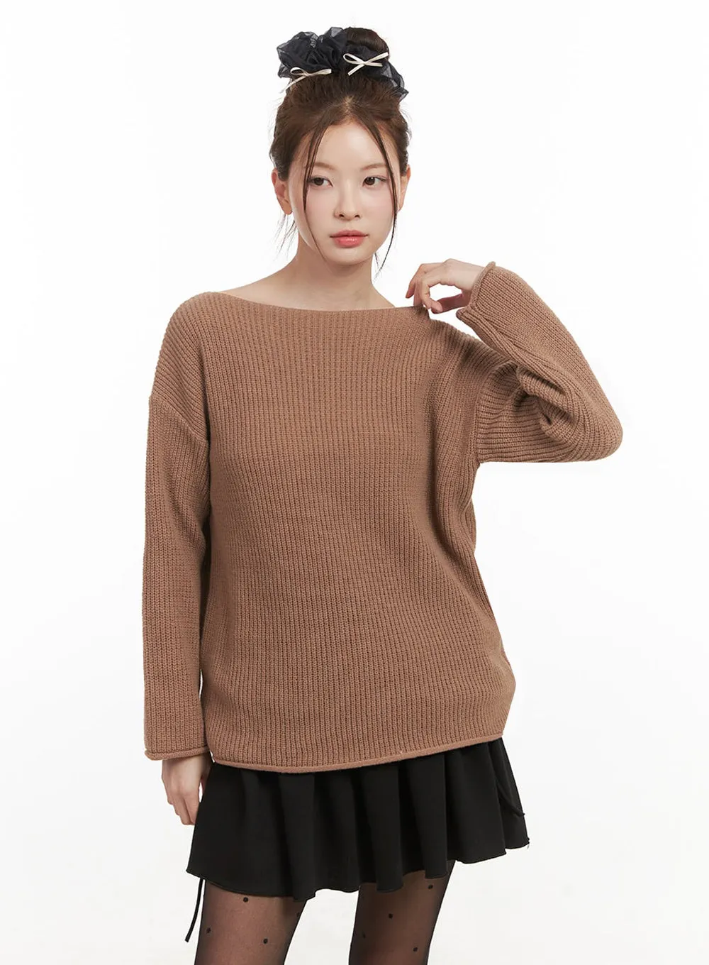 Loose-Fit One-Shoulder Sweater IF505