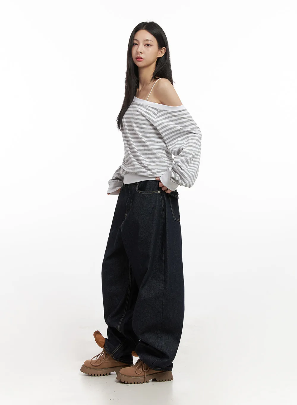 Loose-Fit Striped Drop-Shoulder Top CN426