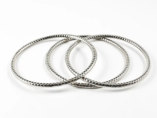 Modern 3 Pieces Set Textured Eternity Style Fashion Bangle