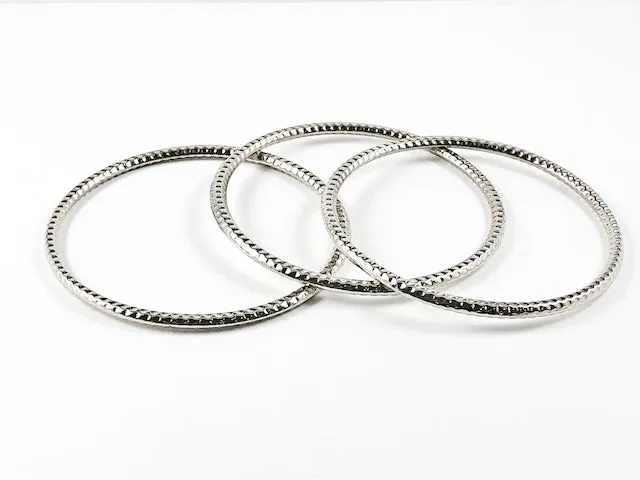Modern 3 Pieces Set Textured Eternity Style Fashion Bangle
