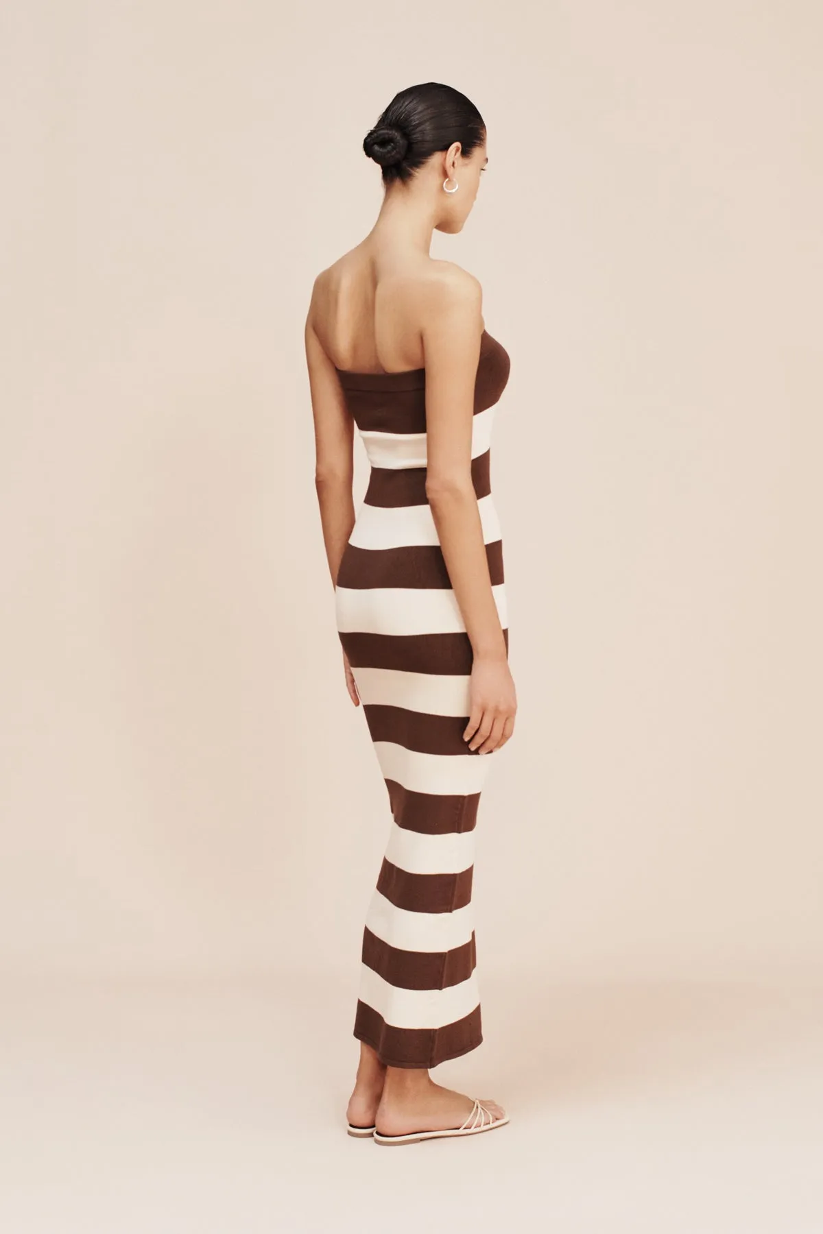Posse Theo Strapless Dress in Chocolate Stripe