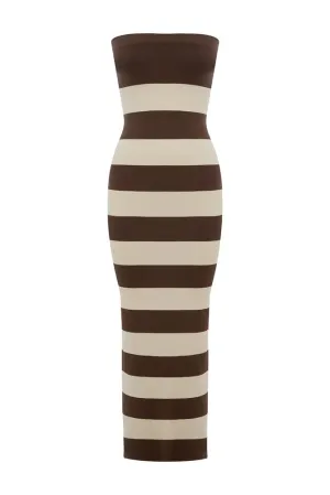 Posse Theo Strapless Dress in Chocolate Stripe
