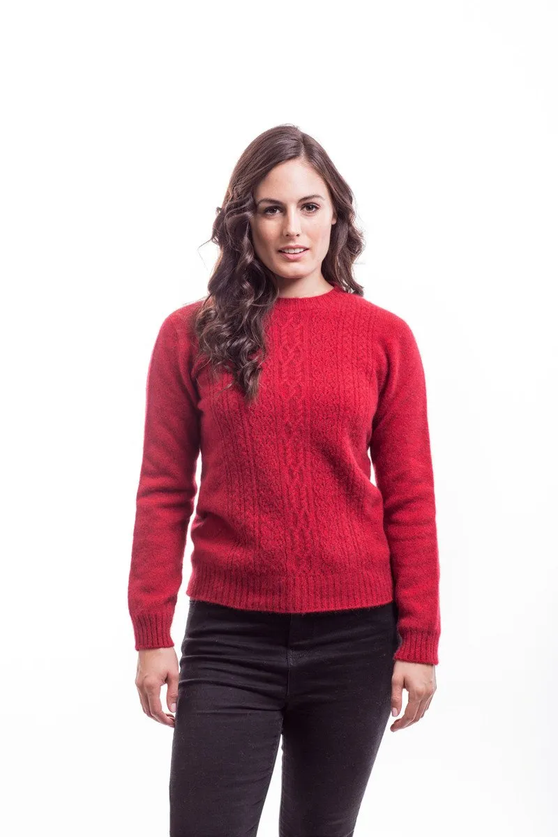 Possum Merino Crew Neck Jersey with Lace Detail