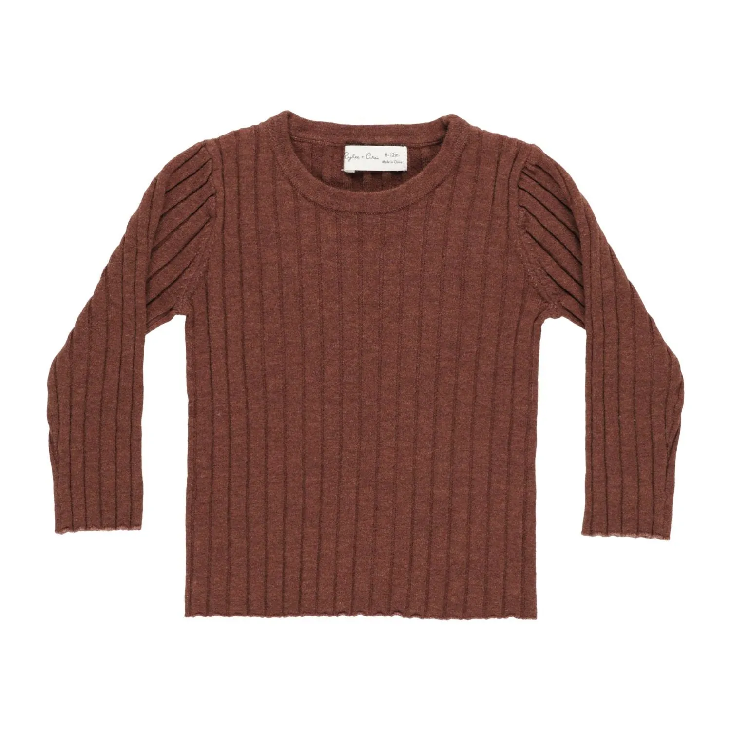 Rylee   Cru Long Sleeve Knit Top - Brick