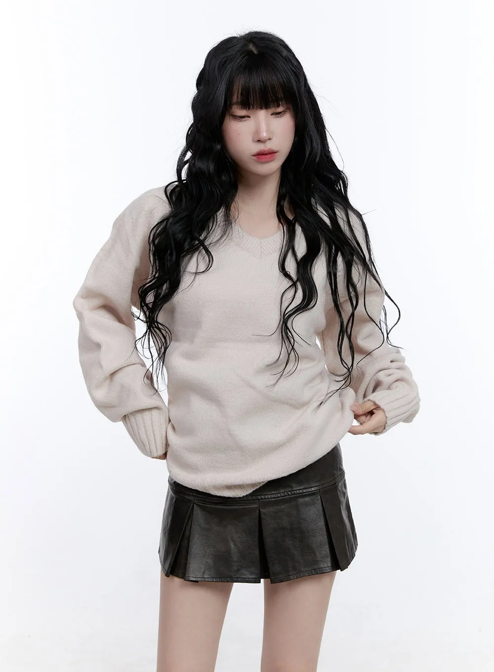 Soft Knit V-Neck Sweater CD420