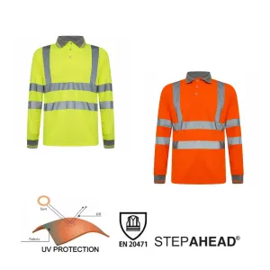 Step Ahead Hi-Viz Long Sleeve Polo Shirt Class 3