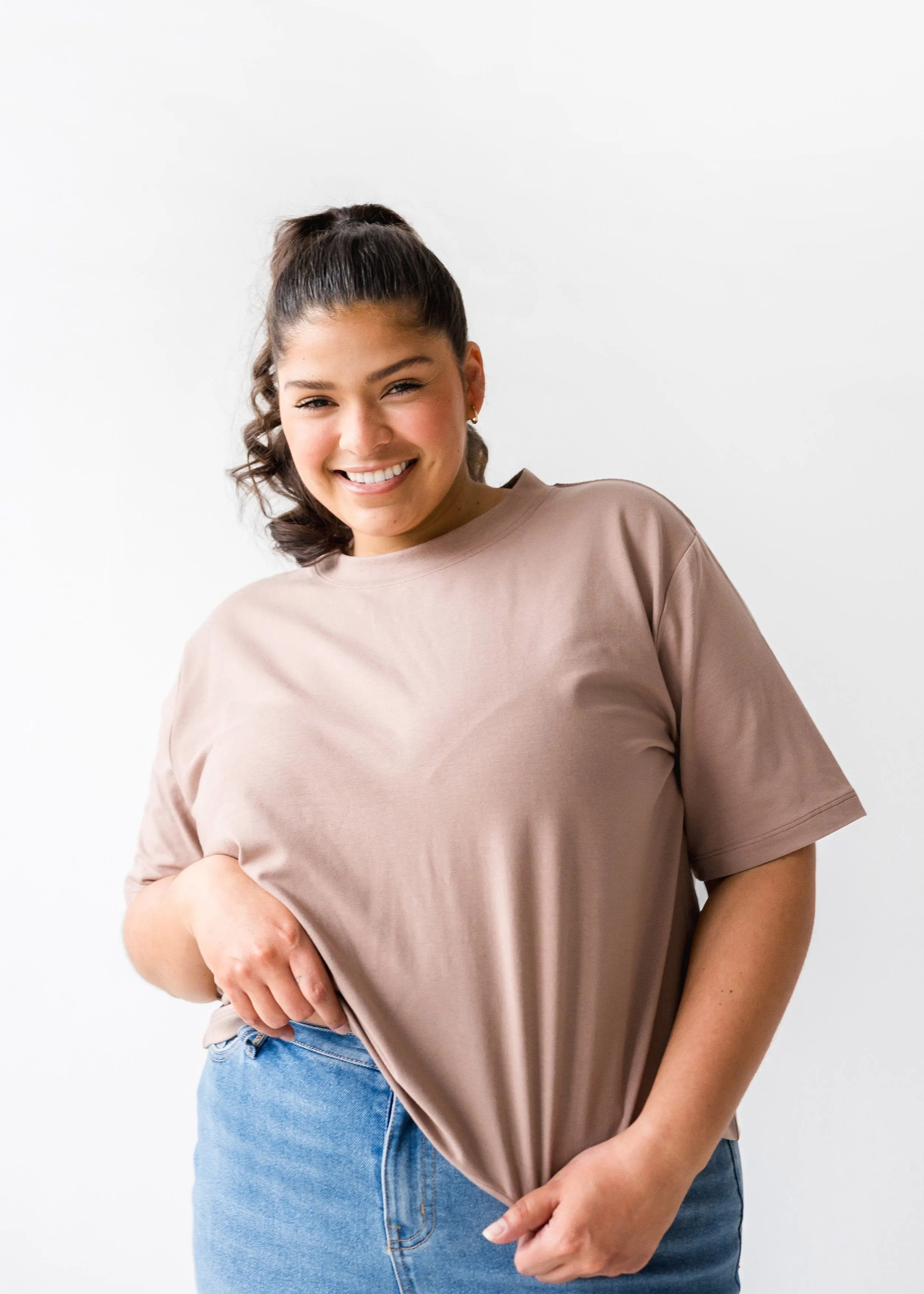 The Boxy Tee in Latte