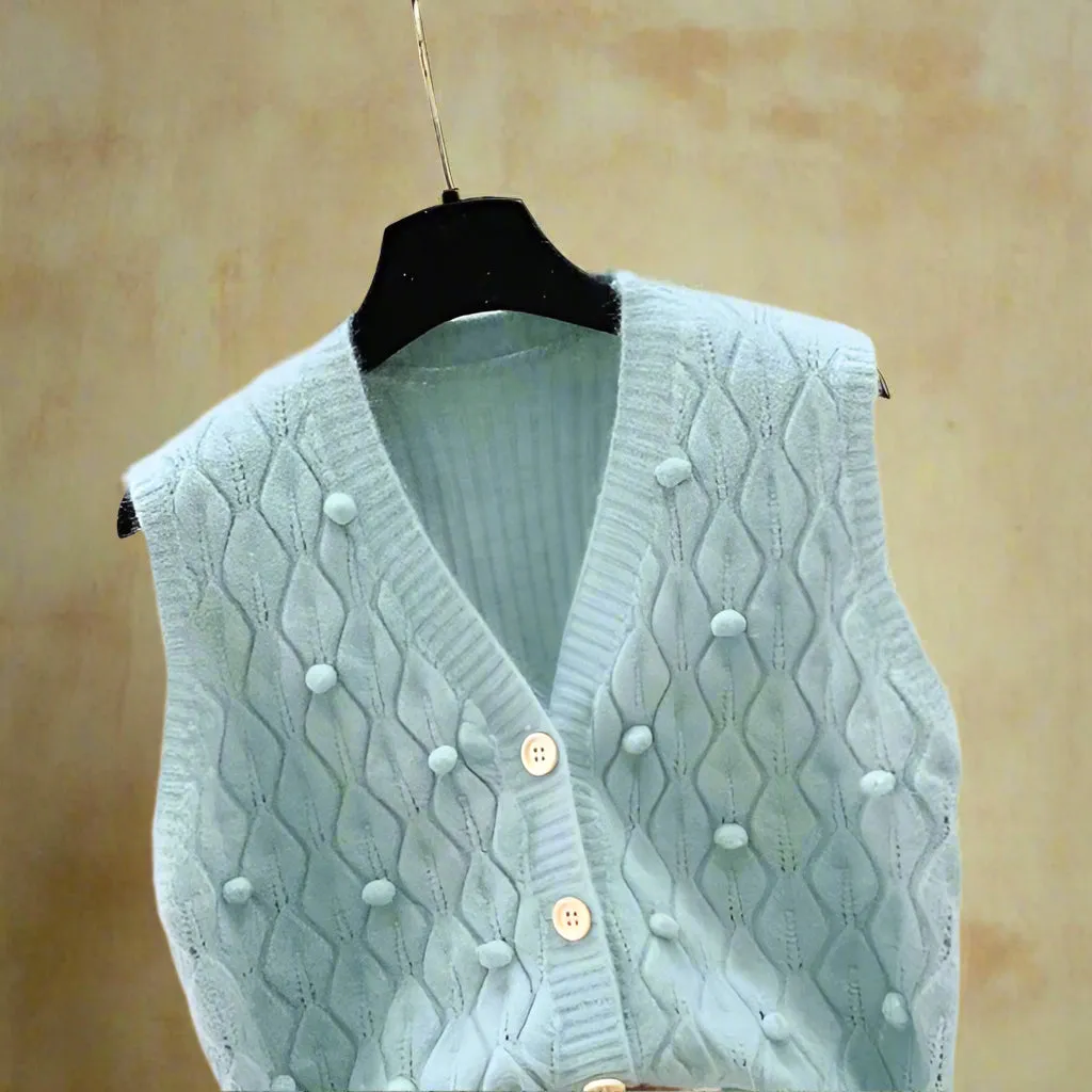 Vintage Soft  Cable-Knit Sleeveless Cardigan