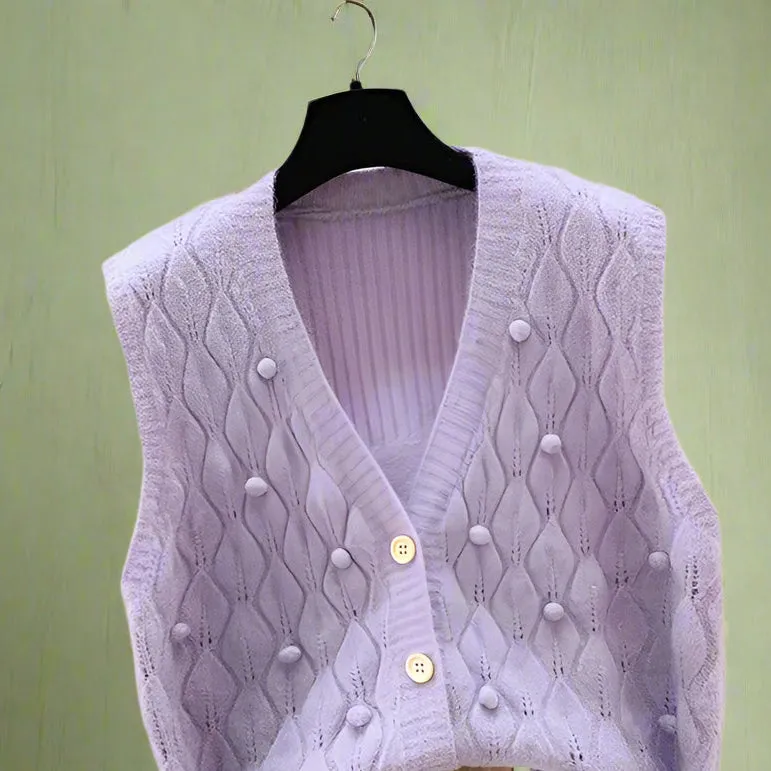 Vintage Soft  Cable-Knit Sleeveless Cardigan